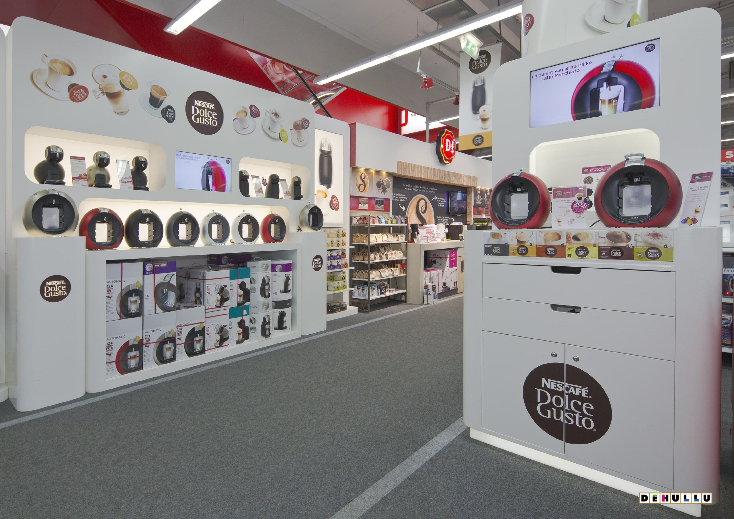 Nescafé Dolce GustoMedia Markten Dehullu interieur en standbouw